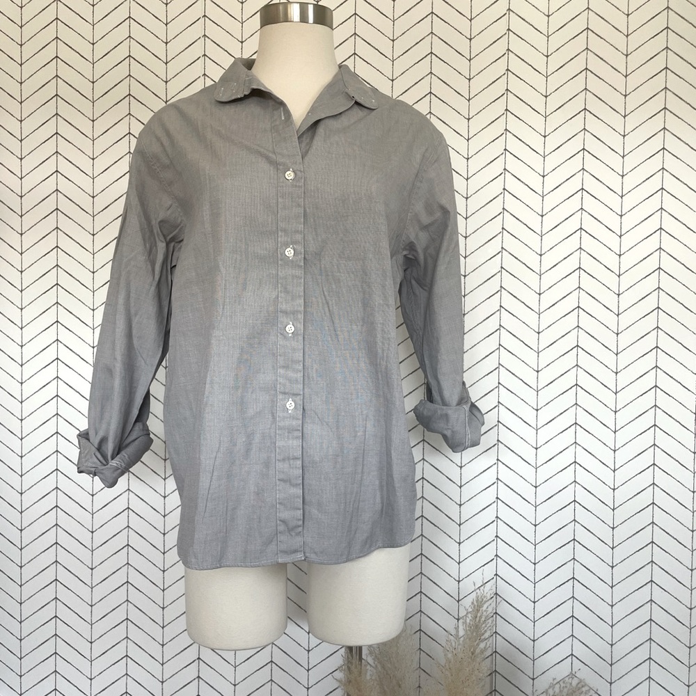 Vintage Oversize Button Front Blue Shirt